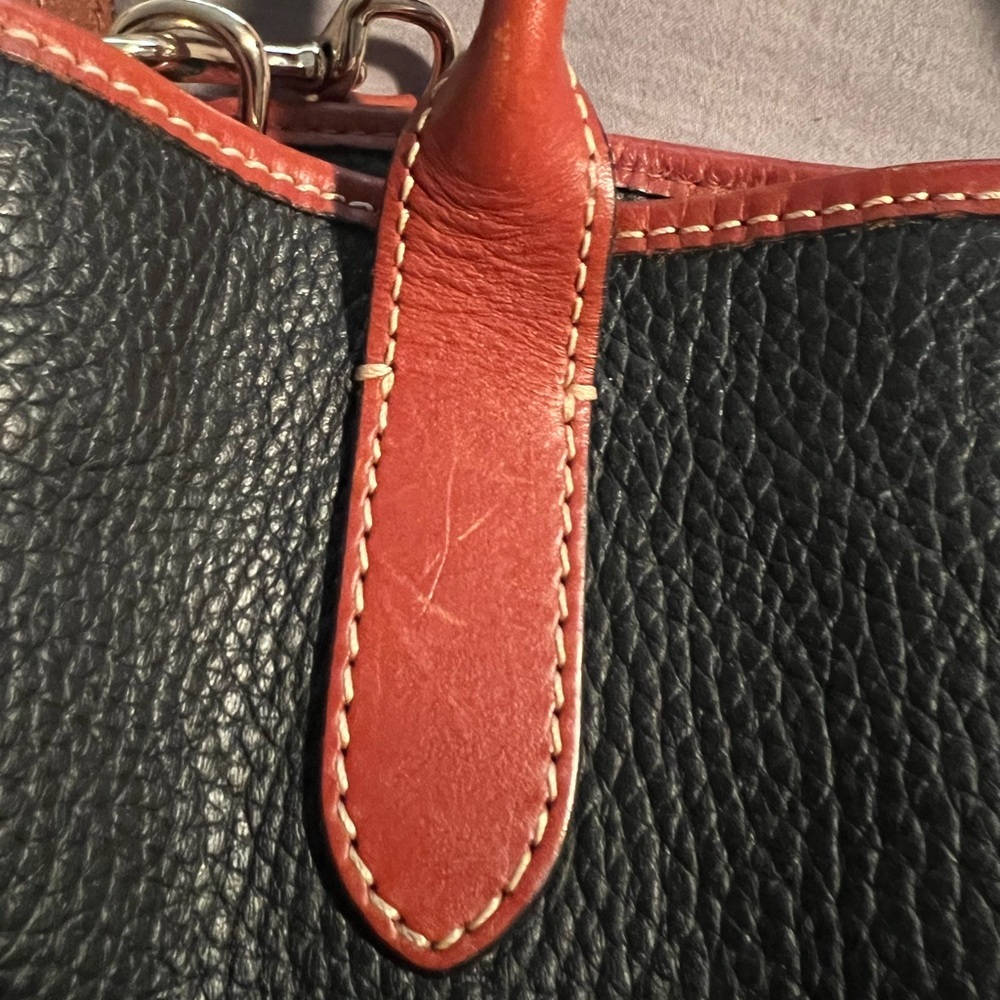 Dooney & Bourke black and brown satchel with detachable shoulder strap - Picture 2 of 8